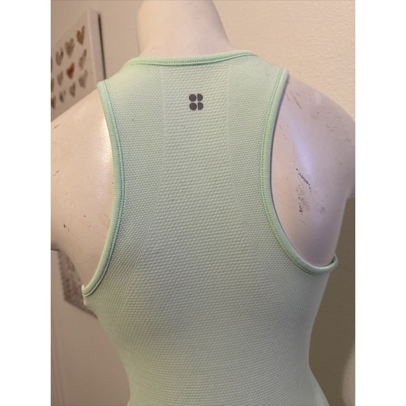 Sweaty Betty Shirt Mint Green Yoga Racerback Ribbed Mesh Tank Top XS - Picture 6 of 11